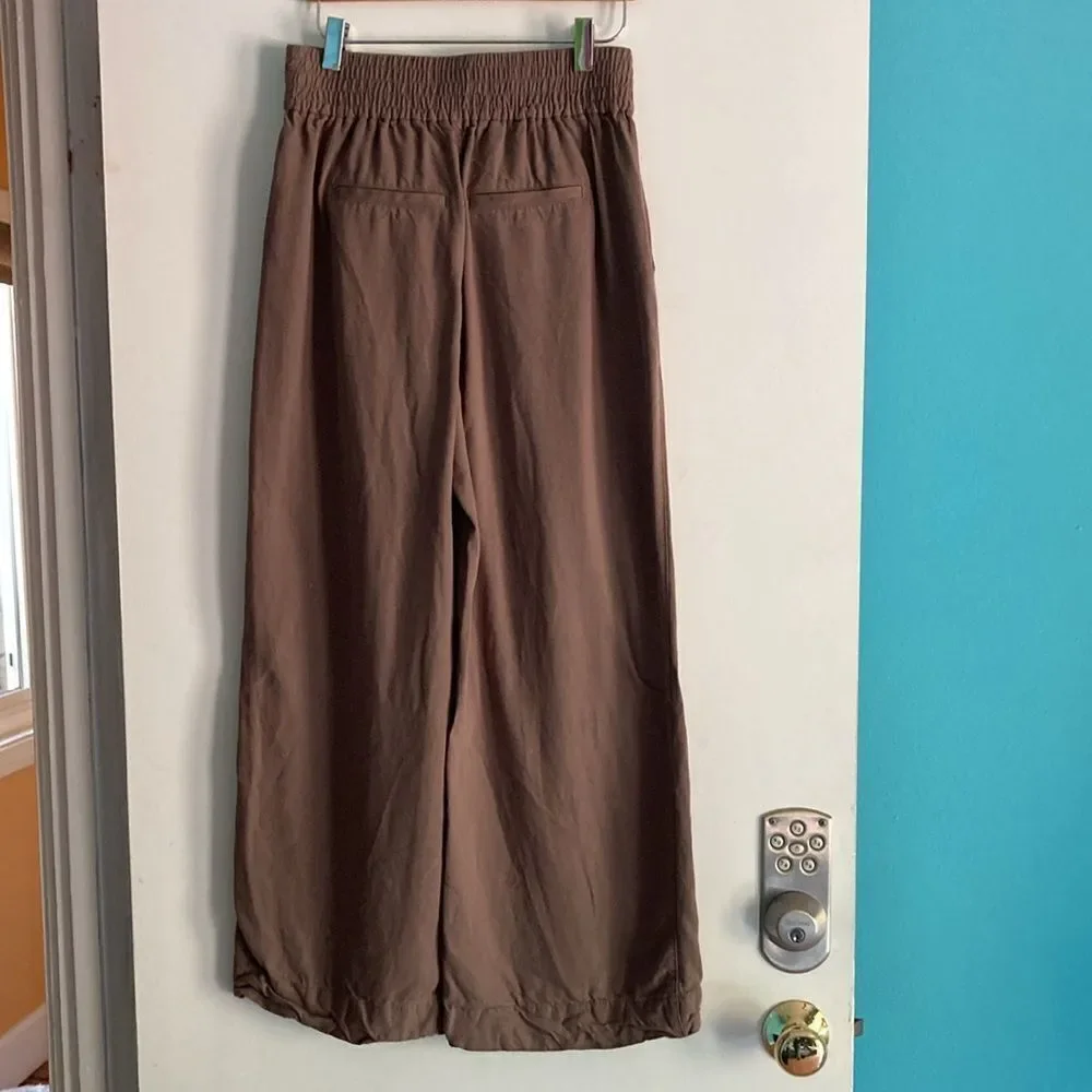 Madewell Size XS Drapeweave Carly Wide Leg Pull On Pants Castle Rock Light Brown